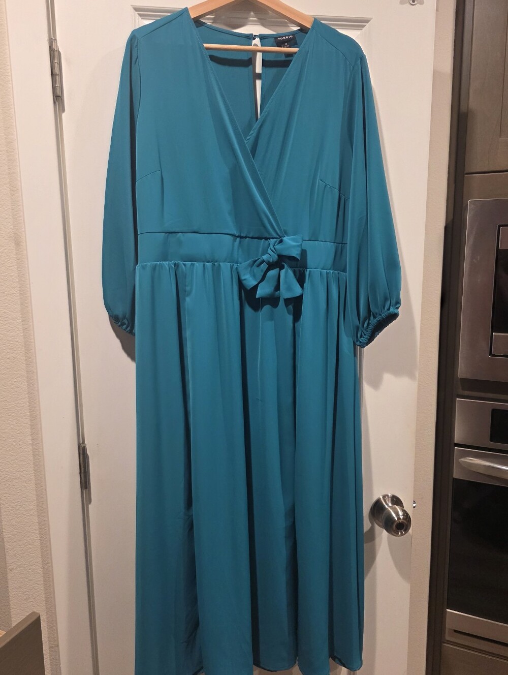 Torrid Tea Length Studio Crepe de Chine Surplice Dress